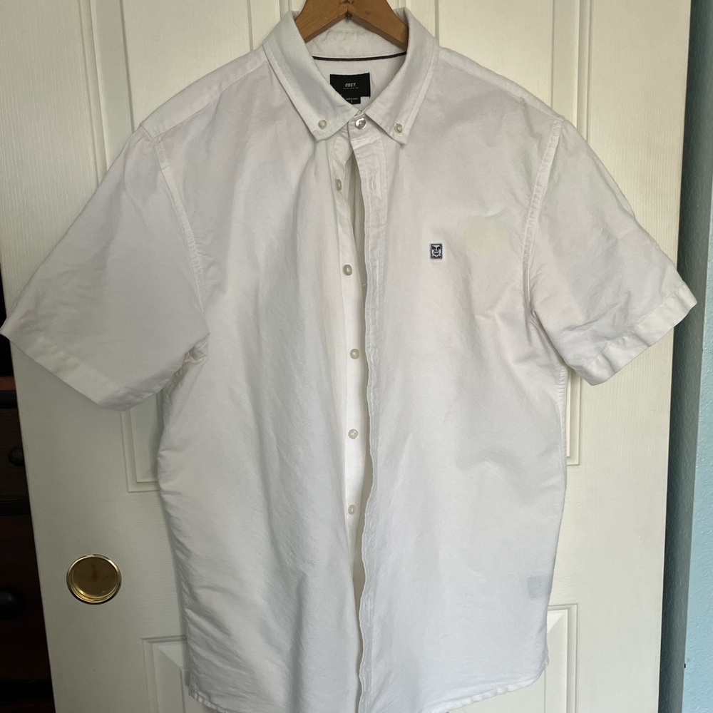 OBEY short sleeved white button up